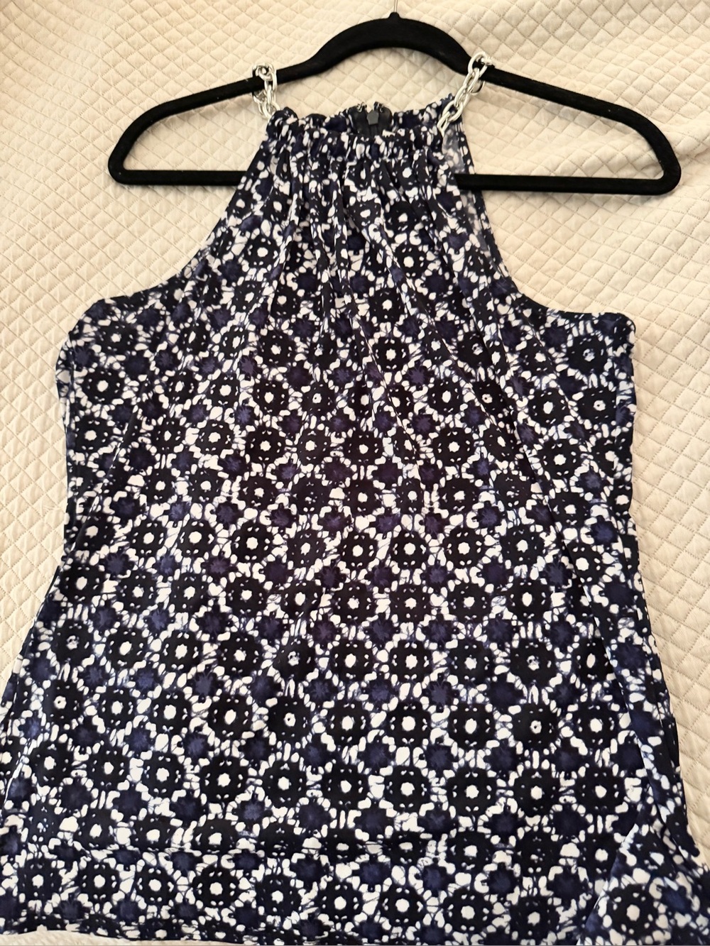 Michael Kors Navy and White Floral Halter Camisole
